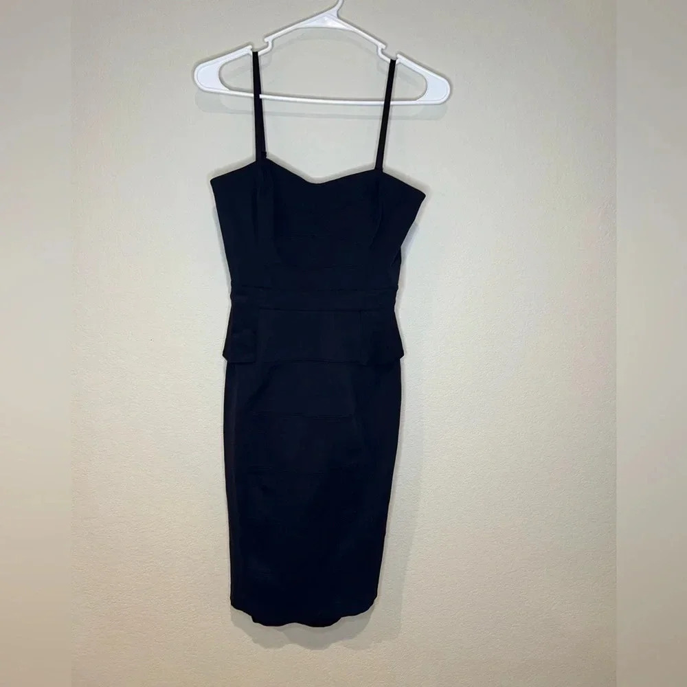 White House Black Market Black Peplum Sheath Midi Dress